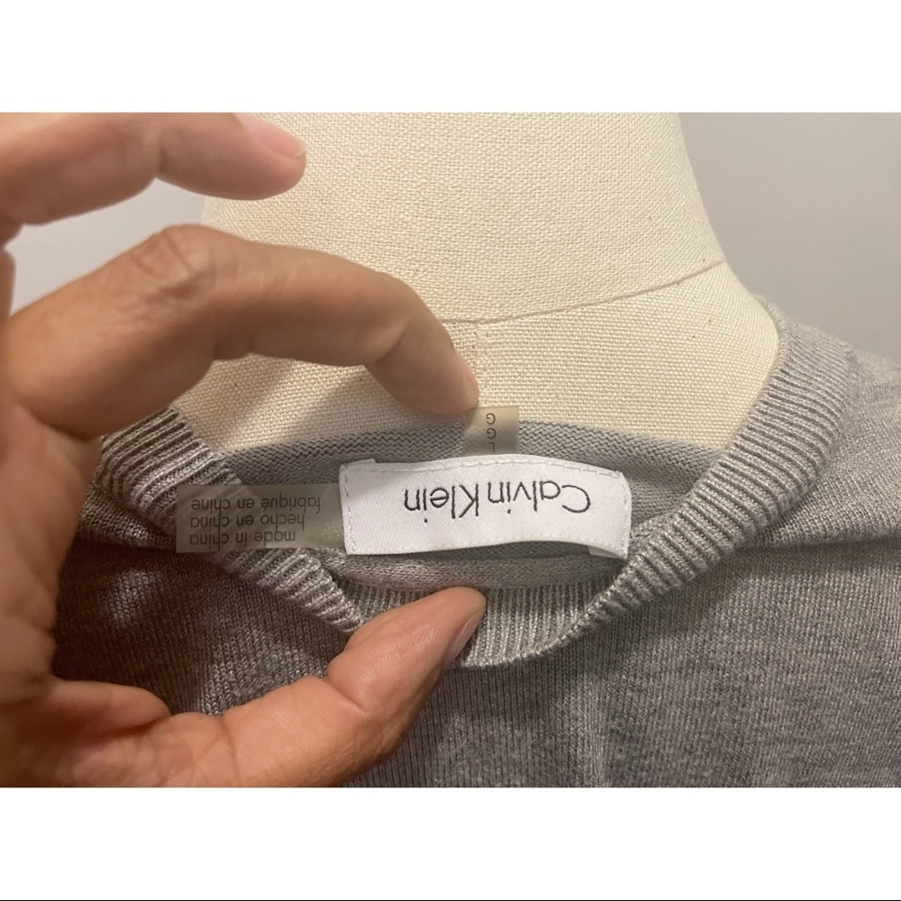 Calvin Klein Ruffled Sweater Color: Heather Grey - Picture 7 of 8